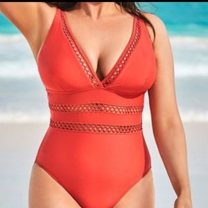 Swimsuits For All Lattice Plunge One Piece